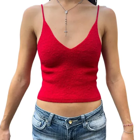 Rag & Bone Red Ribbed Wool-Blend Tank