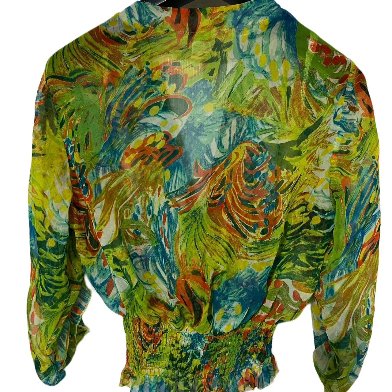 Charlotte Russe Multicolor Long Sleeve Sheer Blouse, photo 3 of 4