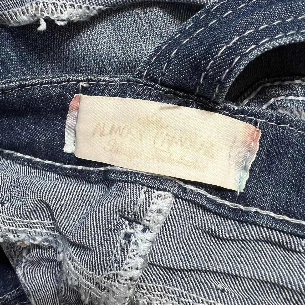Almost Famous Dark Wash Distressed Overalls, photo 5 of 5