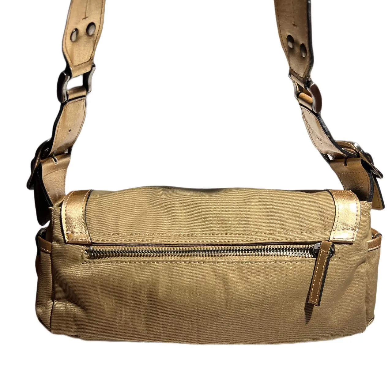 Vintage Y2K Guess Logo Buckle Metallic Khaki Purse, photo 4 of 8