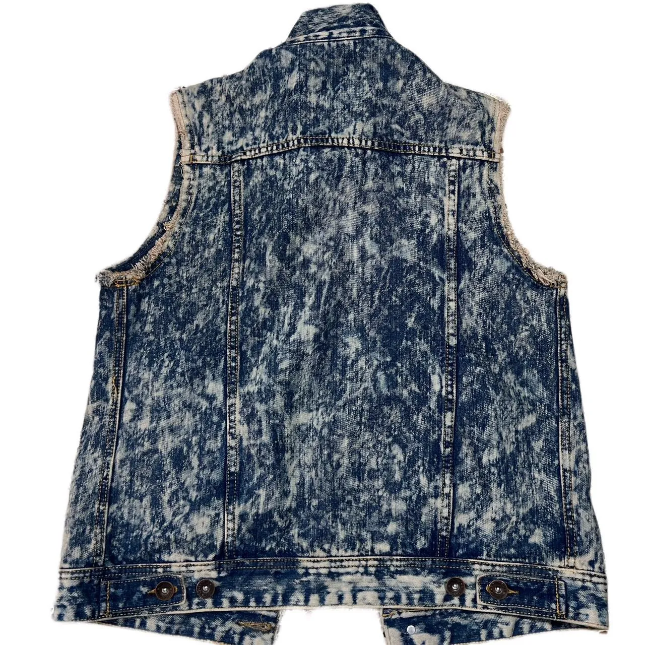 Southpole Blue Acid Wash Distressed Grunge USA Button Up Denim Vest, photo 3 of 4