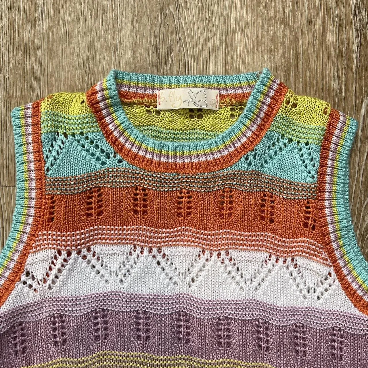 B. Fly Multi-coloured Knitted Sweater Vest, photo 3 of 4