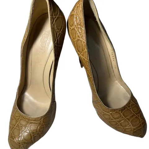 Vintage Alexander McQueen Tan Crocodile Print Heels