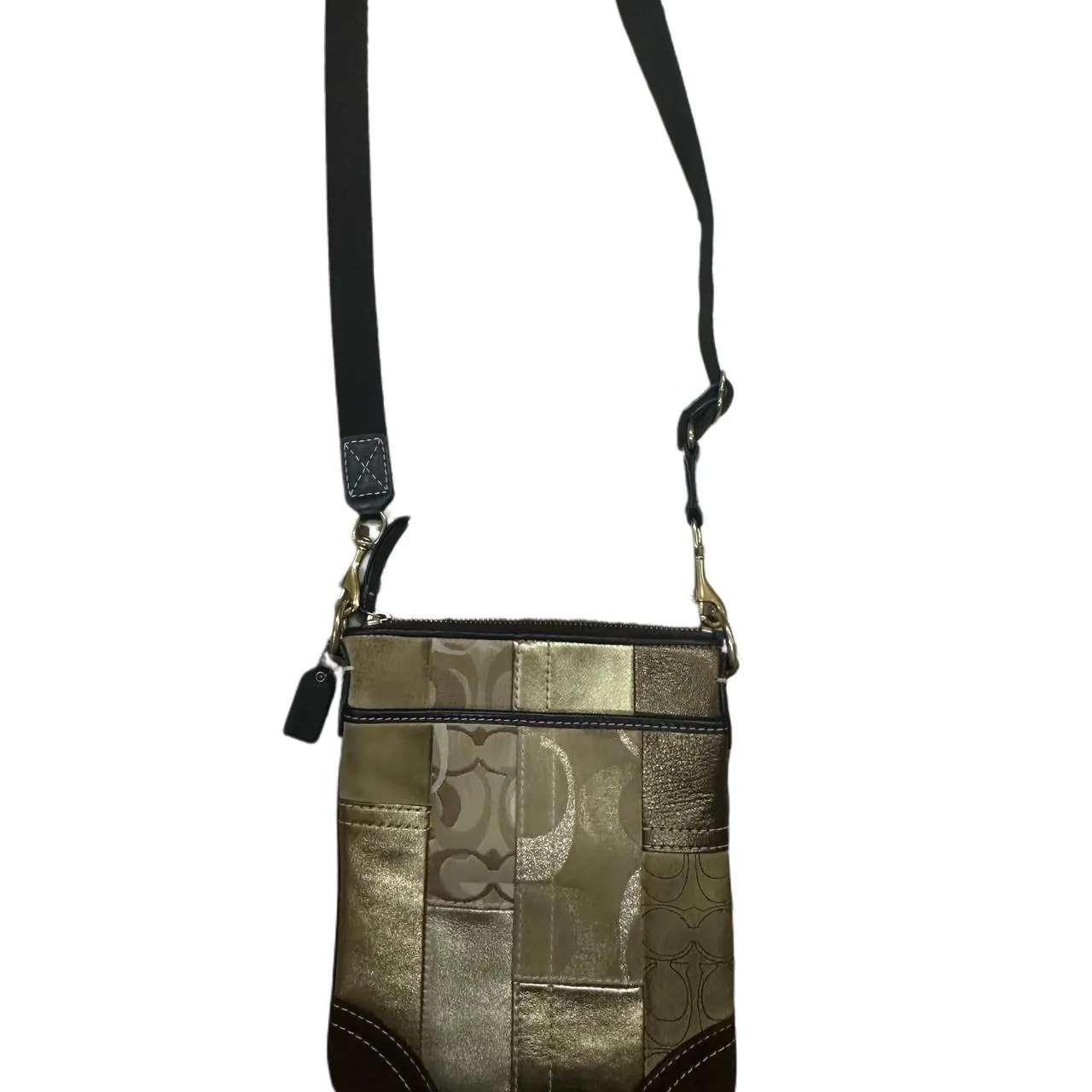 Vintage Coach Brown Patchwork Messenger/Crossbody Purse, photo 2 of 6