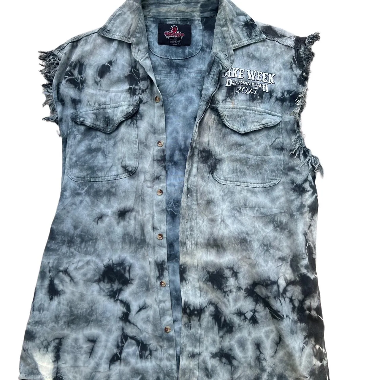 Vintage Bike Week Tie-Dye Button Up Vest, photo 1 of 5