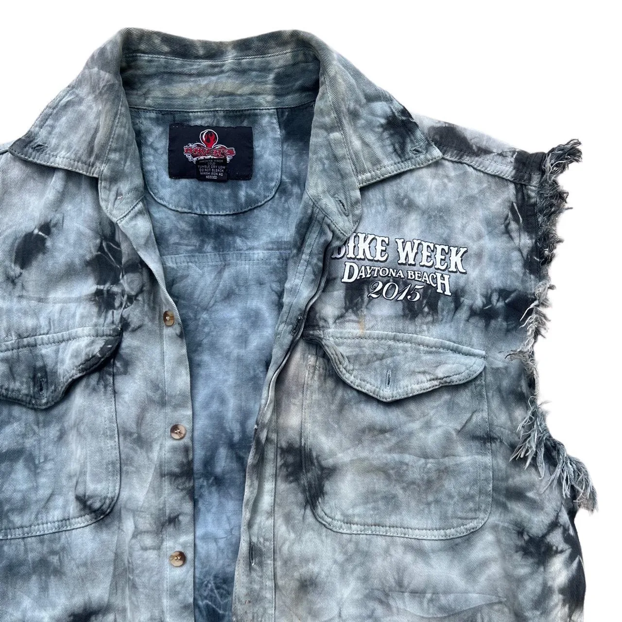 Vintage Bike Week Tie-Dye Button Up Vest, photo 2 of 5