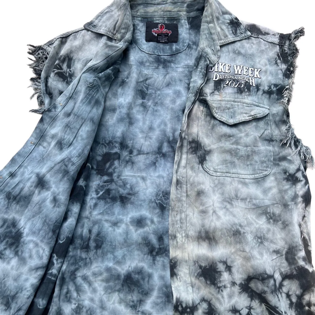 Vintage Bike Week Tie-Dye Button Up Vest, photo 3 of 5