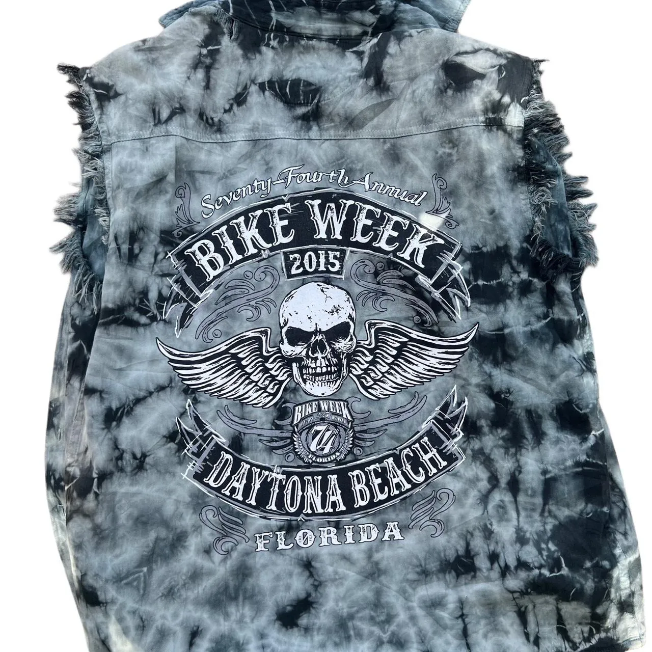 Vintage Bike Week Tie-Dye Button Up Vest, photo 4 of 5