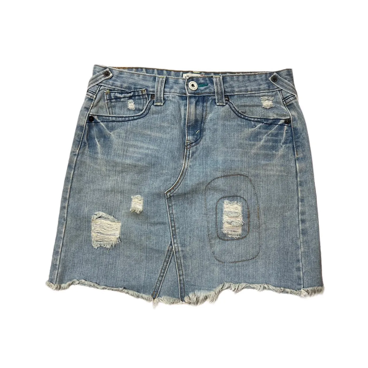 Vintage Levi’s 501 Denim Skirt with Paisley Patchwork Detailing, photo 2 of 5