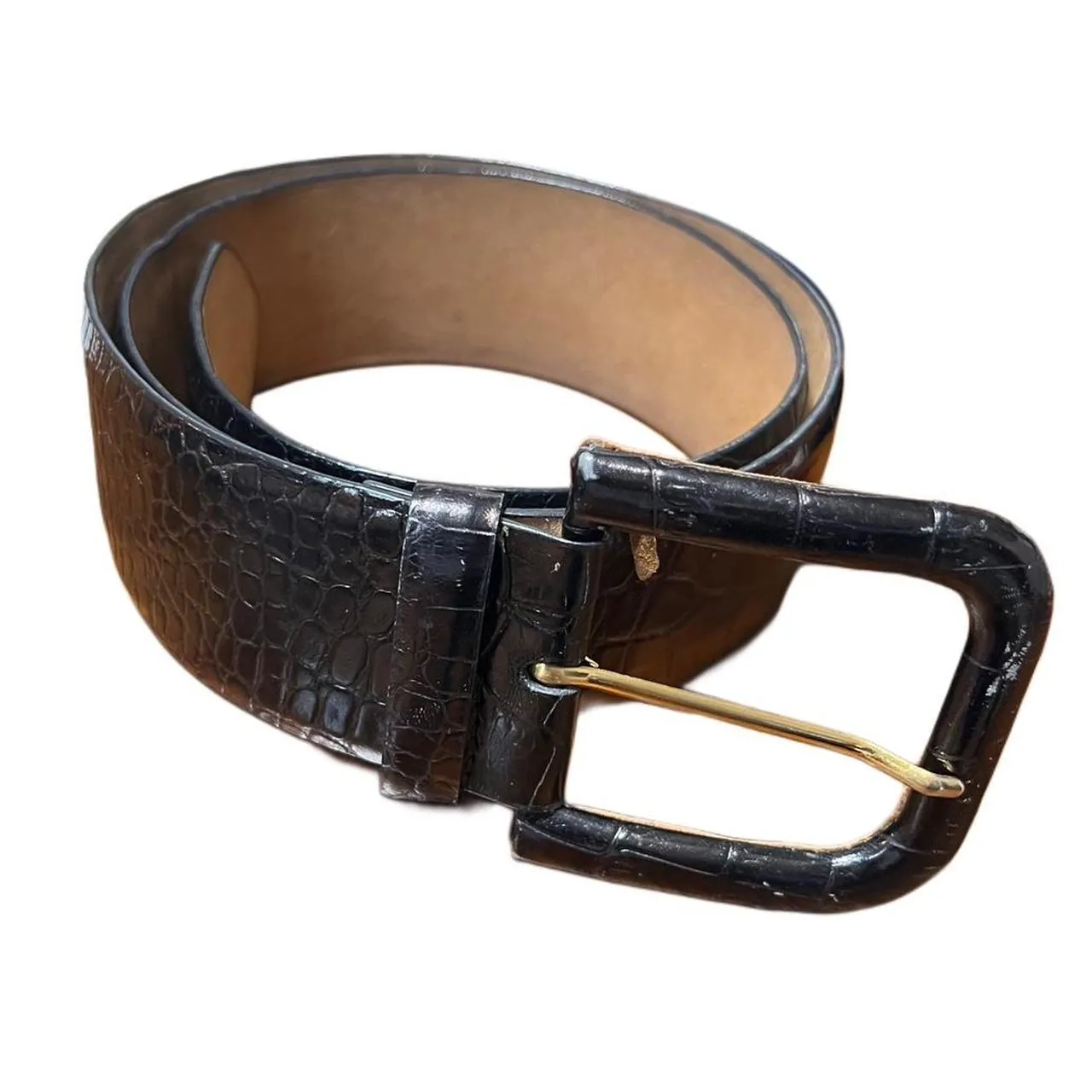 W.Kleinberg Embossed Croc Calf Leather Belt, photo 1 of 6