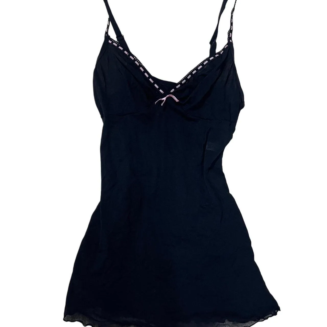 Black Mesh Camo Nightdress with Pink Trim and Bow, photo 1 of 4