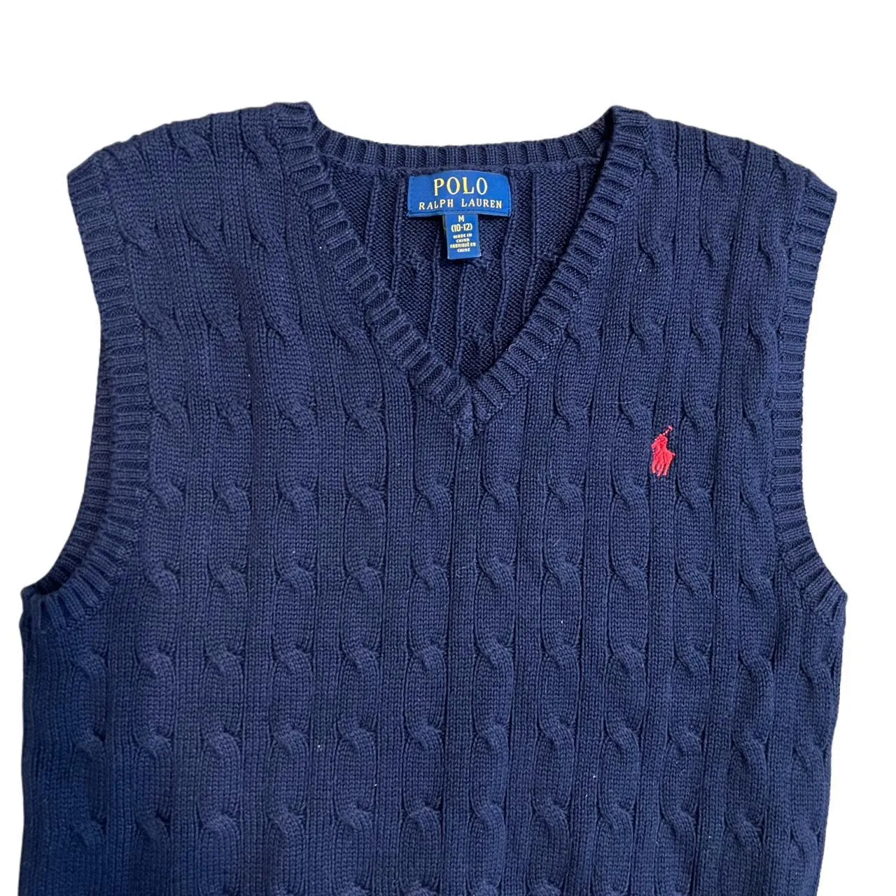 Polo Ralph Lauren Navy Cable Knit Cotton Sleeveless Kids Sweater Vest, photo 1 of 3