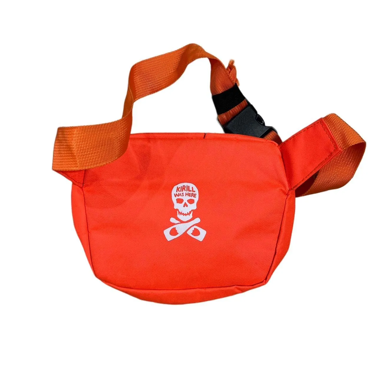 Rare Vintage “Please Do Not Feed The Wħores Drūgs” Neon Orange Streetwear Fanny Pack, photo 3 of 3