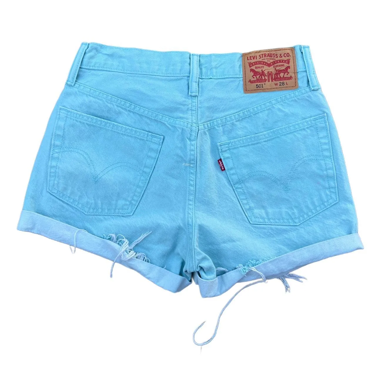 Levi’s Turquoise High Waisted Denim Shorts, photo 2 of 5