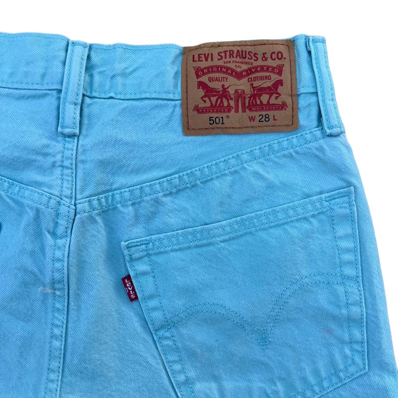Levi’s Turquoise High Waisted Denim Shorts, photo 3 of 5