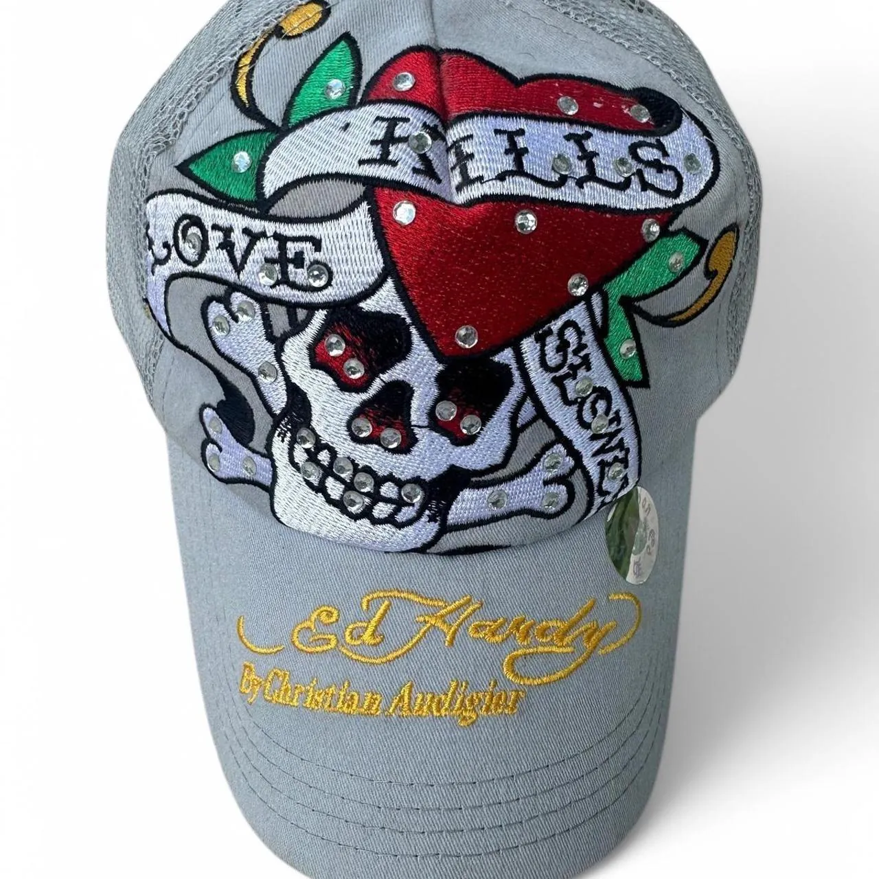 Vintage Y2K Ed Hardy Grey Skull Tracker Hat, photo 1 of 4