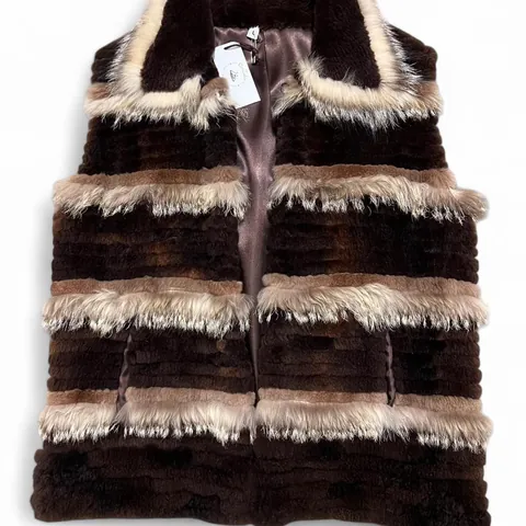 Vintage Boutique Brown and Beige Fur Vest