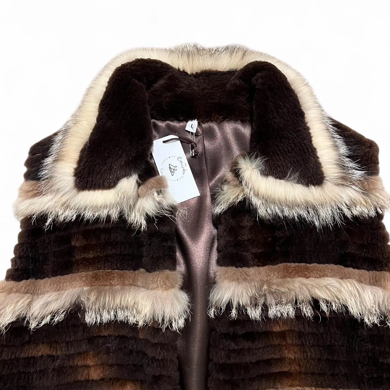 Vintage Boutique Brown and Beige Fur Vest, photo 2 of 8