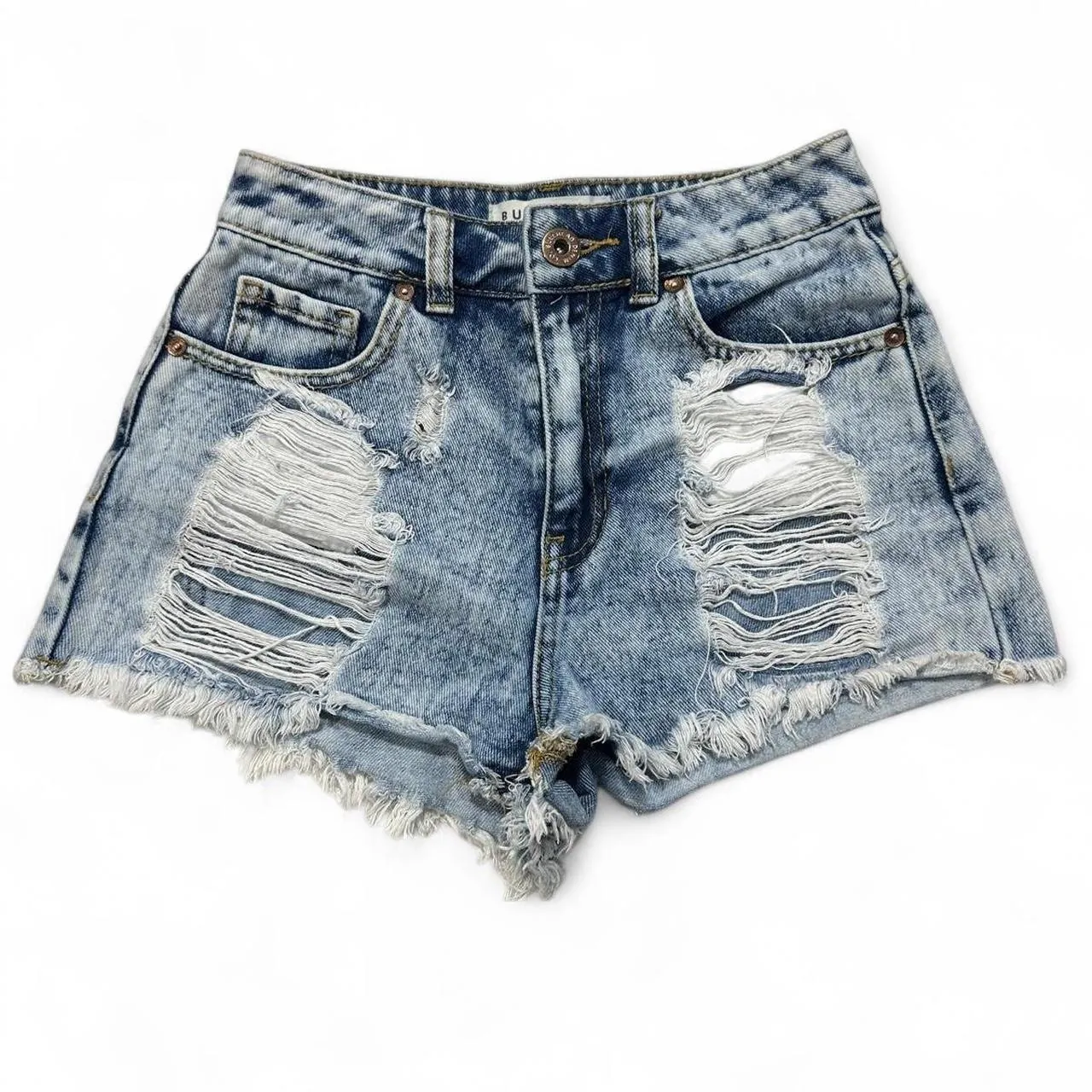 Bullhead Denim Distressed Bleach Dyed Denim Shorts, photo 1 of 4