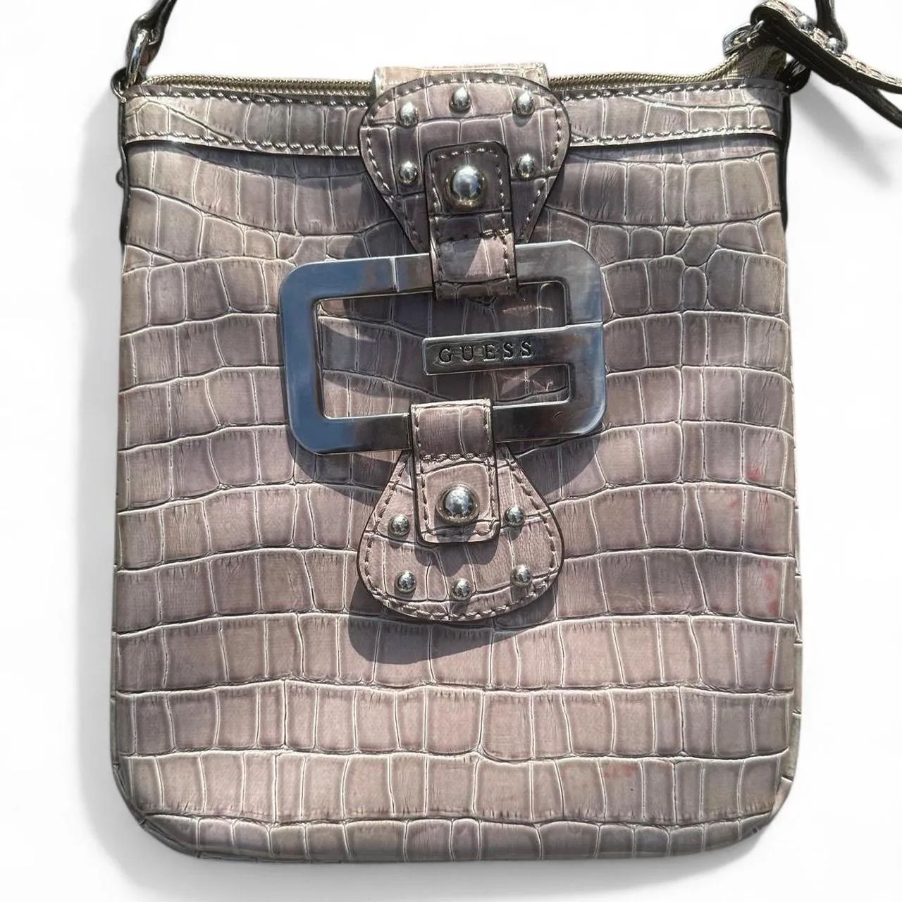 Vintage Guess Grey Snakeskin Print Crossbody Bag, photo 4 of 5