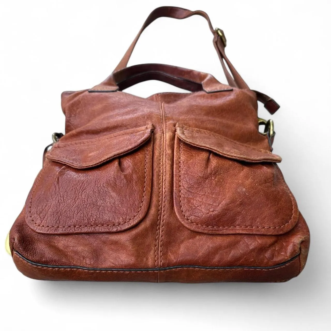 Vintage Fossil Brown Leather Crossbody Satchel, photo 4 of 8