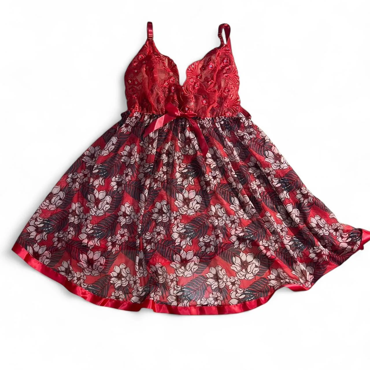 Vintage Y2K Pink Floral Lace Mini Dress, photo 1 of 4