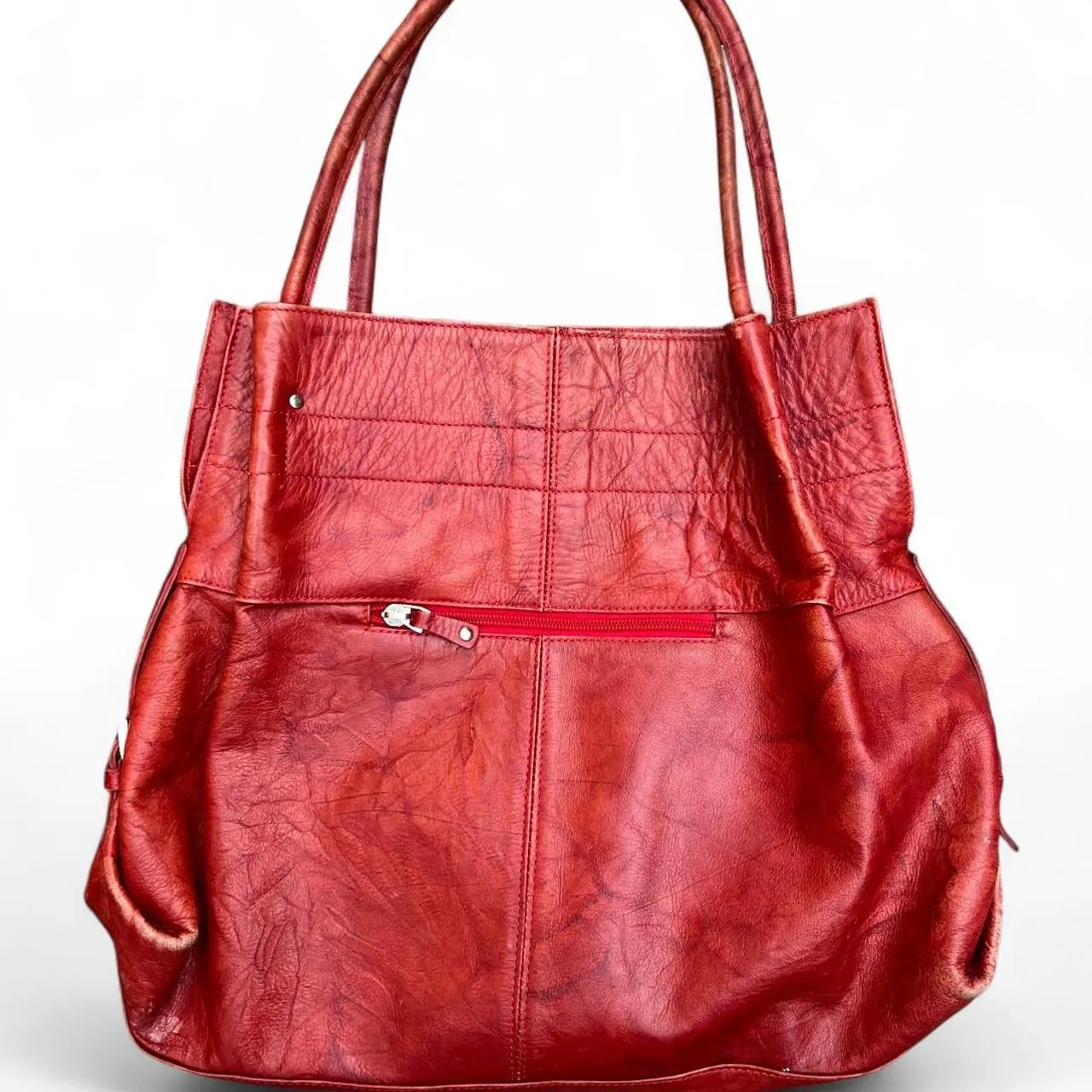 Piel & Arte Sustainable Red Leather Shoulder Bag, photo 3 of 5