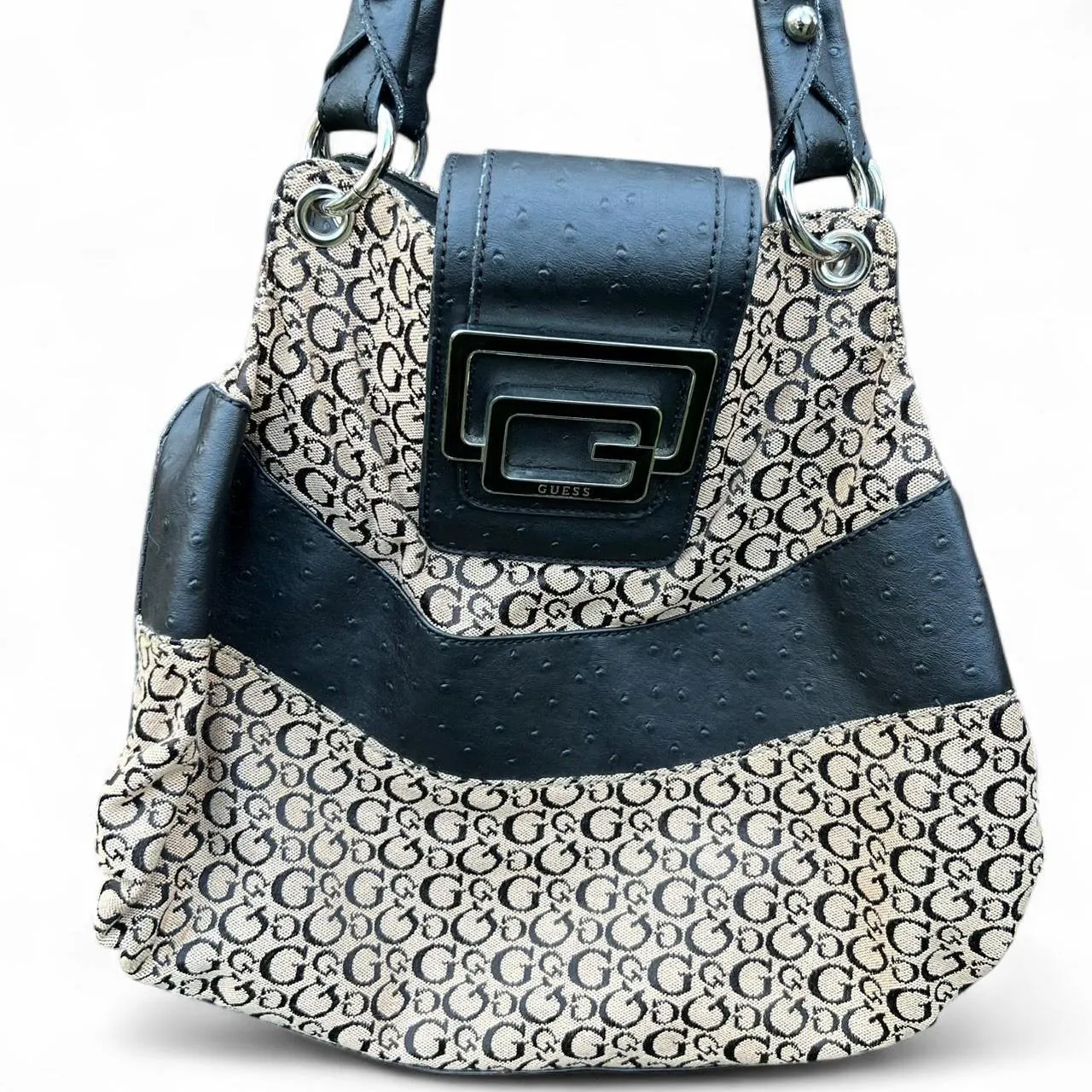Vintage Guess Tan Handbag with Monogram, photo 2 of 8