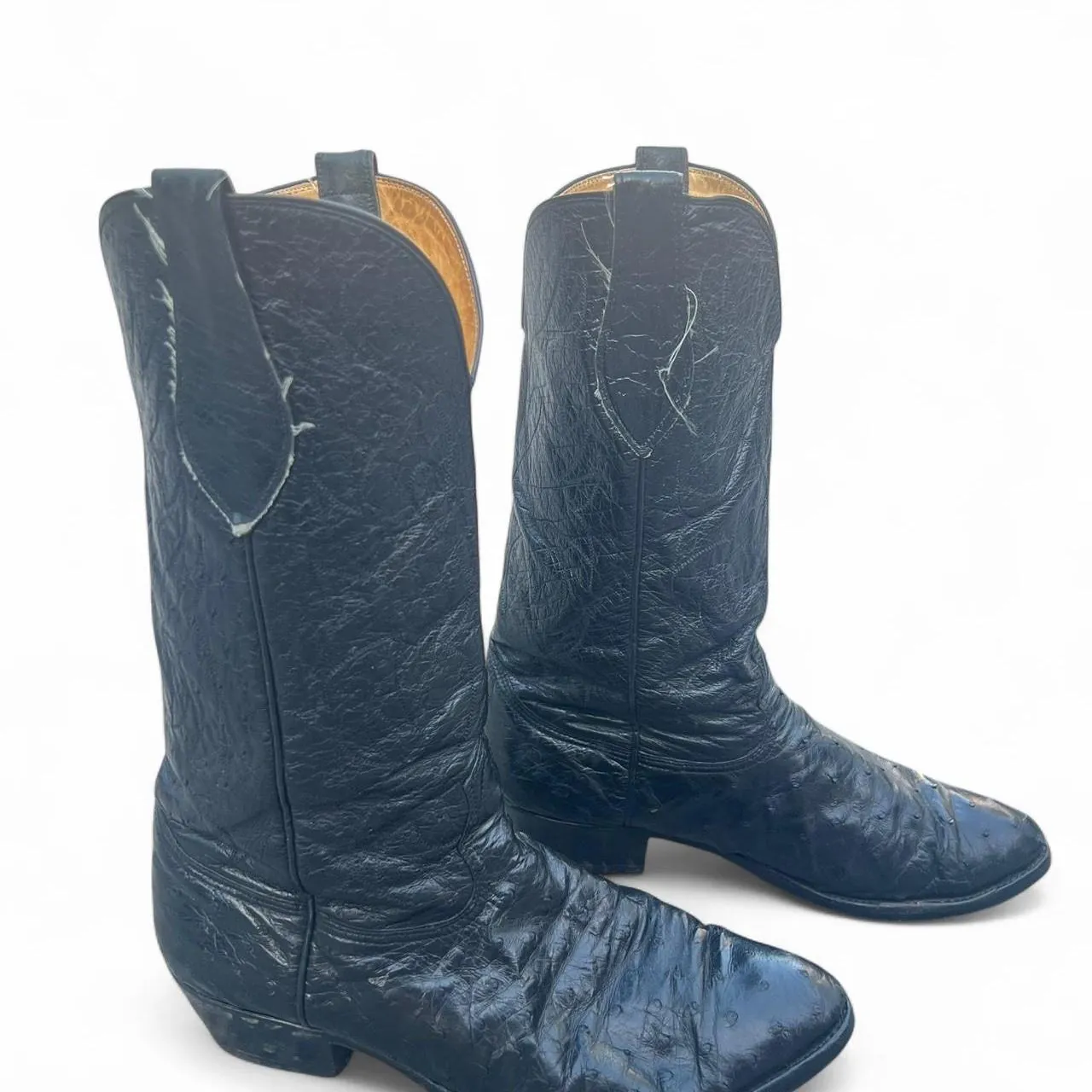 Vintage Legacy Black Western Cowboy Boots with Ostrich Leather, photo 1 of 6