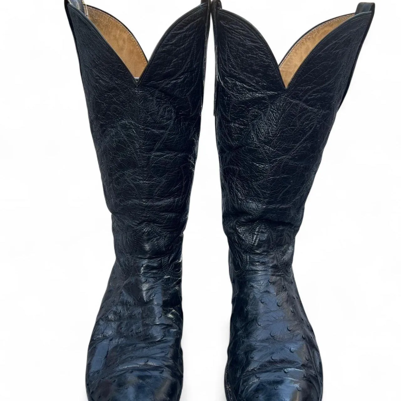 Vintage Legacy Black Western Cowboy Boots with Ostrich Leather, photo 2 of 6