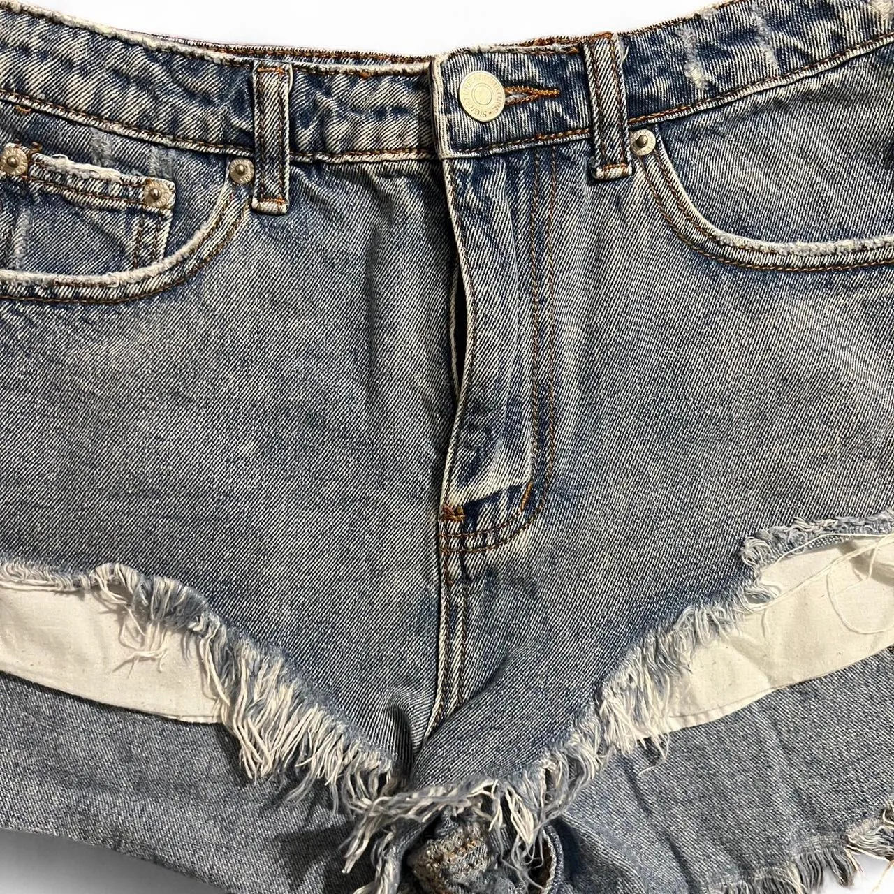 Signature 8 High Waisted Distressed Denim Shorts, photo 2 of 4