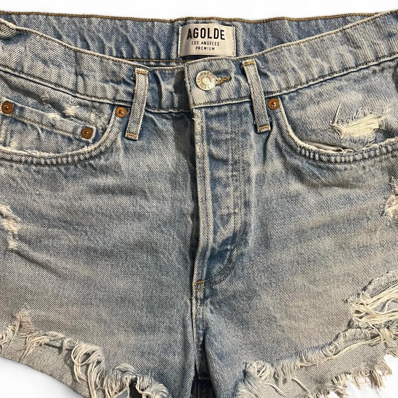 Agolde Y2K High Rise Denim Shorts, photo 2 of 4
