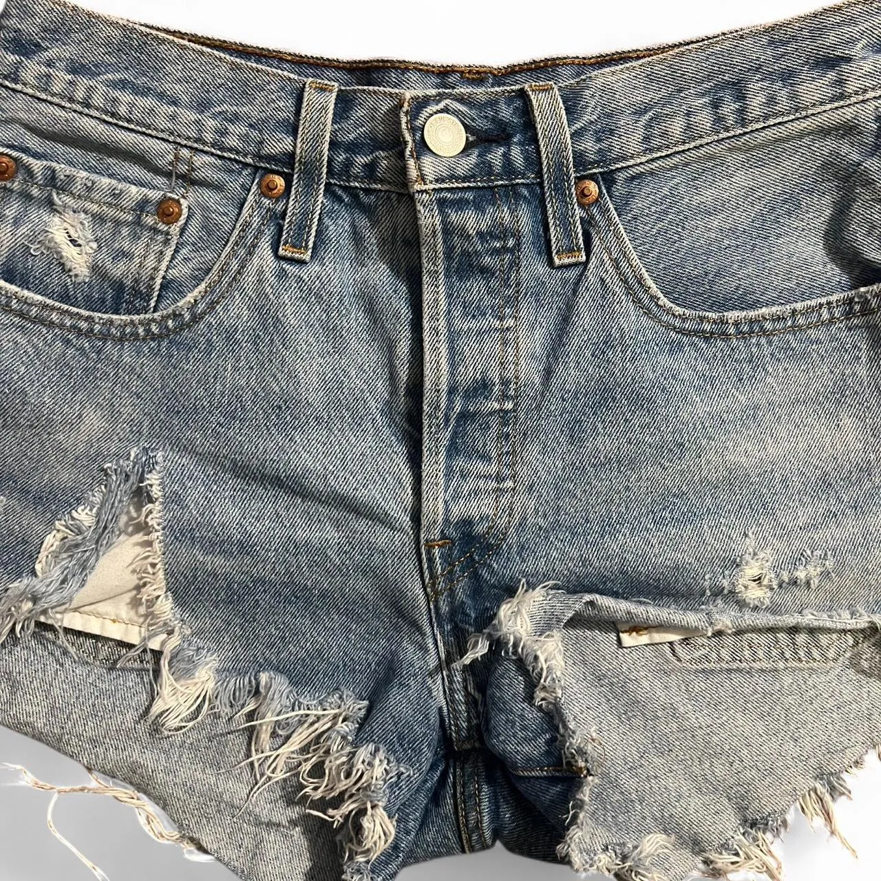 Levi’s 501 Red Tag Blue Denim Shorts, photo 2 of 4