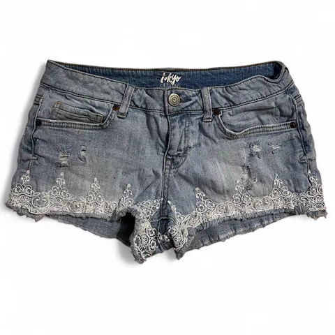 Tokyo Darling Denim Shorts with Lace Details