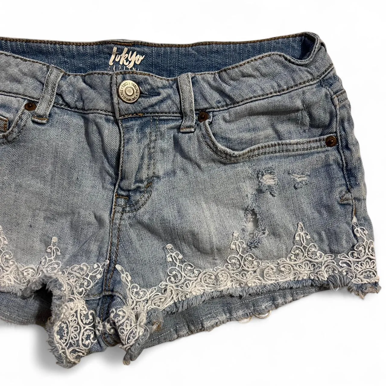 Tokyo Darling Denim Shorts with Lace Details, photo 2 of 5