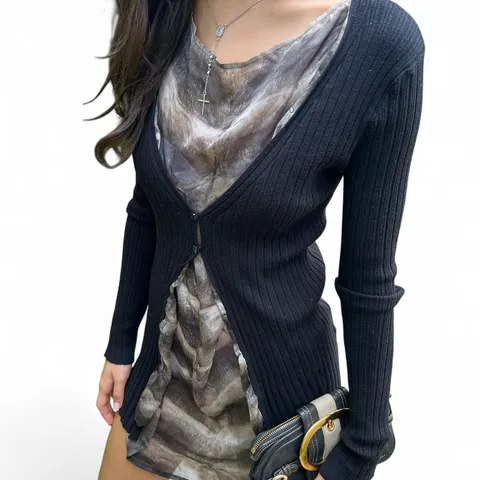 Rare Vintage Roberto Cavalli Black Long Sleeve Top