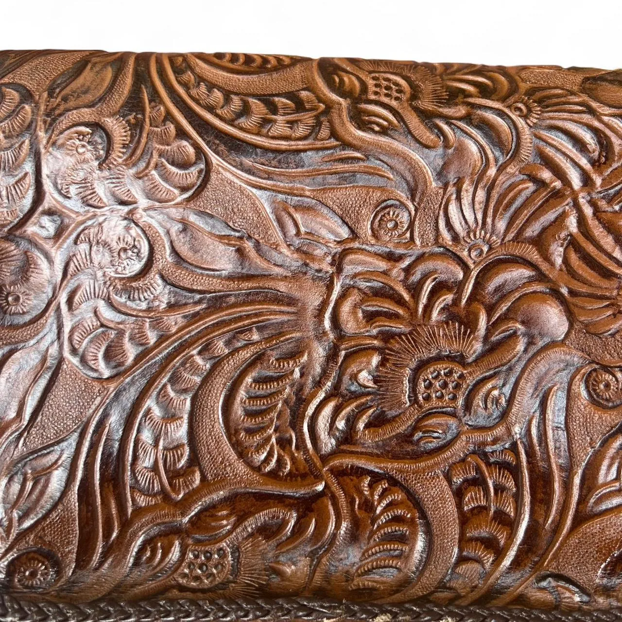 Rare Vintage Manolo Blahnik Brown Leather Embossed Shoulder Bag, photo 5 of 8