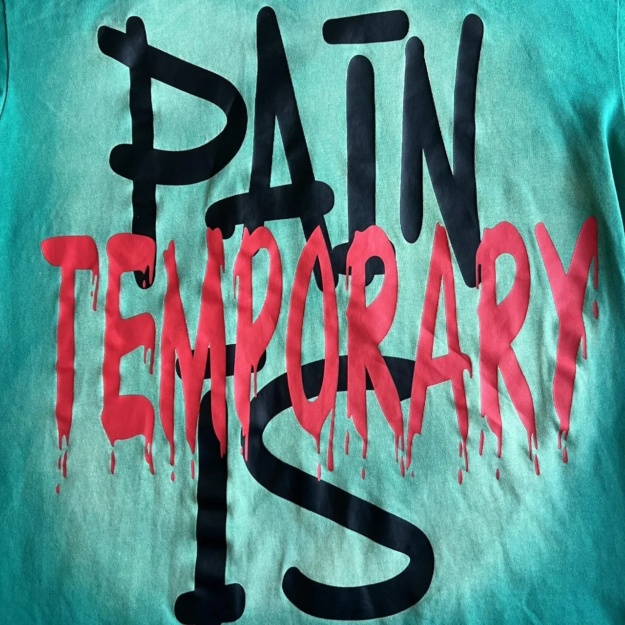 Rare Green “Pain is Temporary” Streetwear Tee, photo 2 of 6