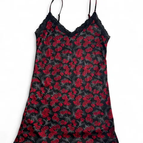 Vintage Marisa Red Floral Babydoll Slip Dress