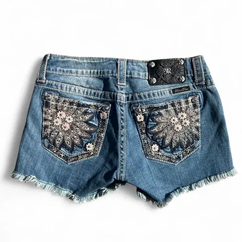 Vintage Miss Me Mason Crystal Sunflower Jean Shorts