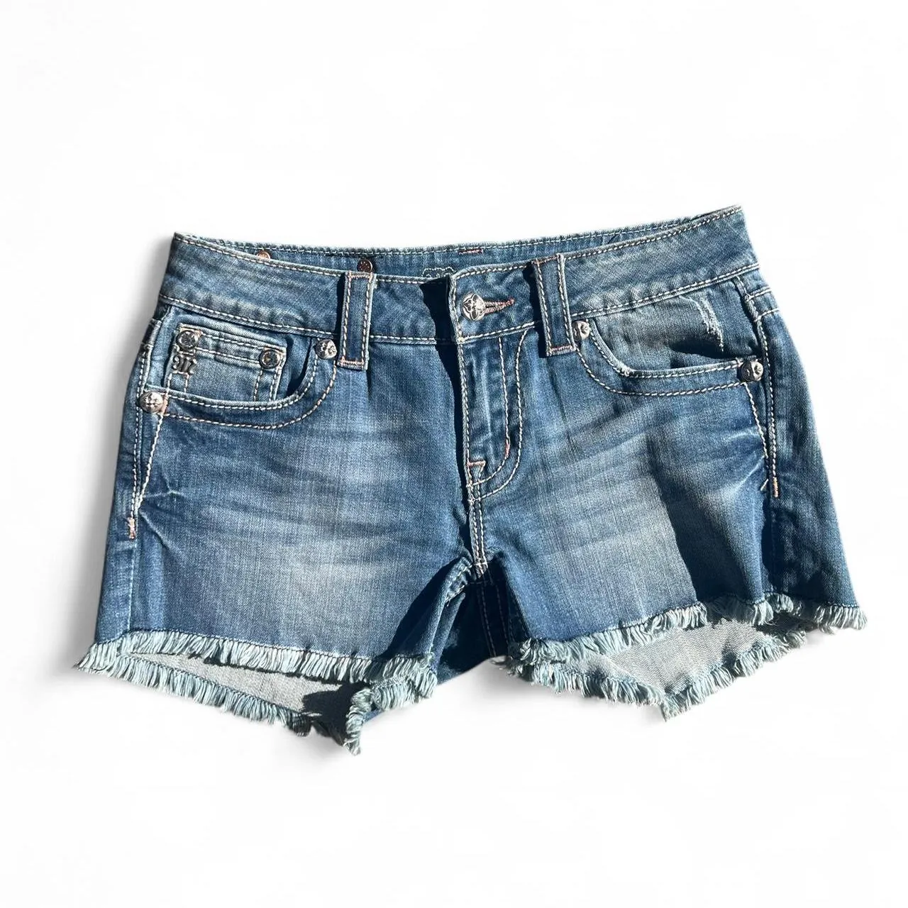 Vintage Miss Me Mason Crystal Sunflower Jean Shorts, photo 2 of 5
