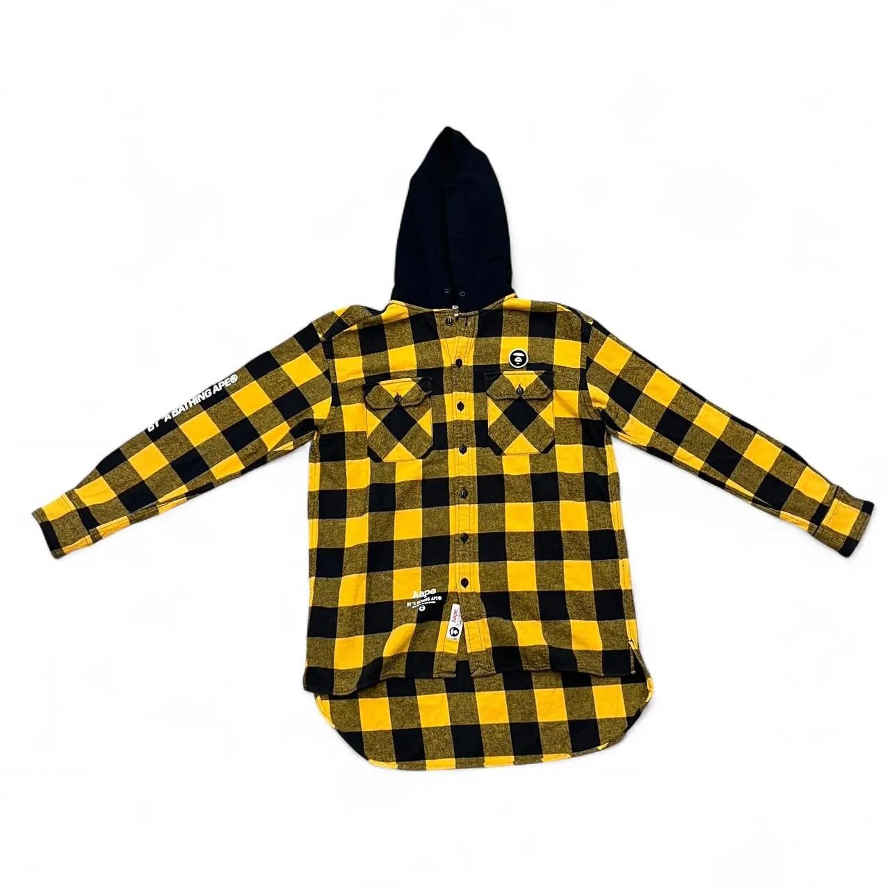 Rare AAPE by A Bathing Ape Yellow Hooded Flannel Shirt, photo 3 of 8