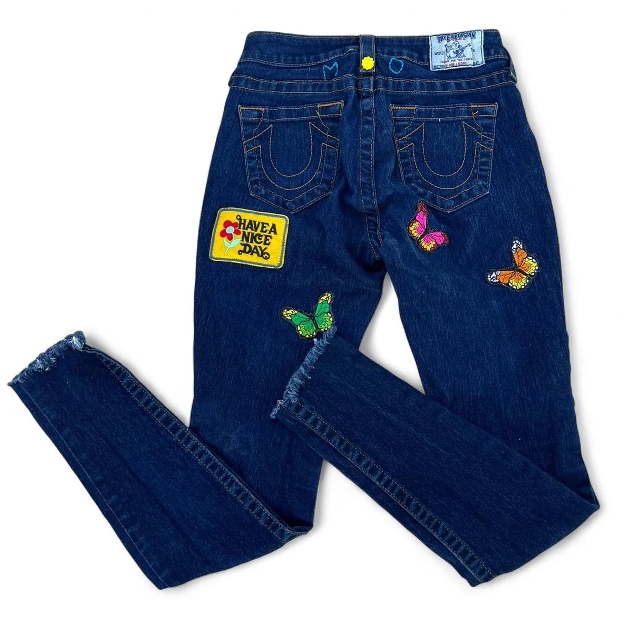 True Religion Embroidered High Waisted Distressed Skinny Jeans, photo 2 of 4