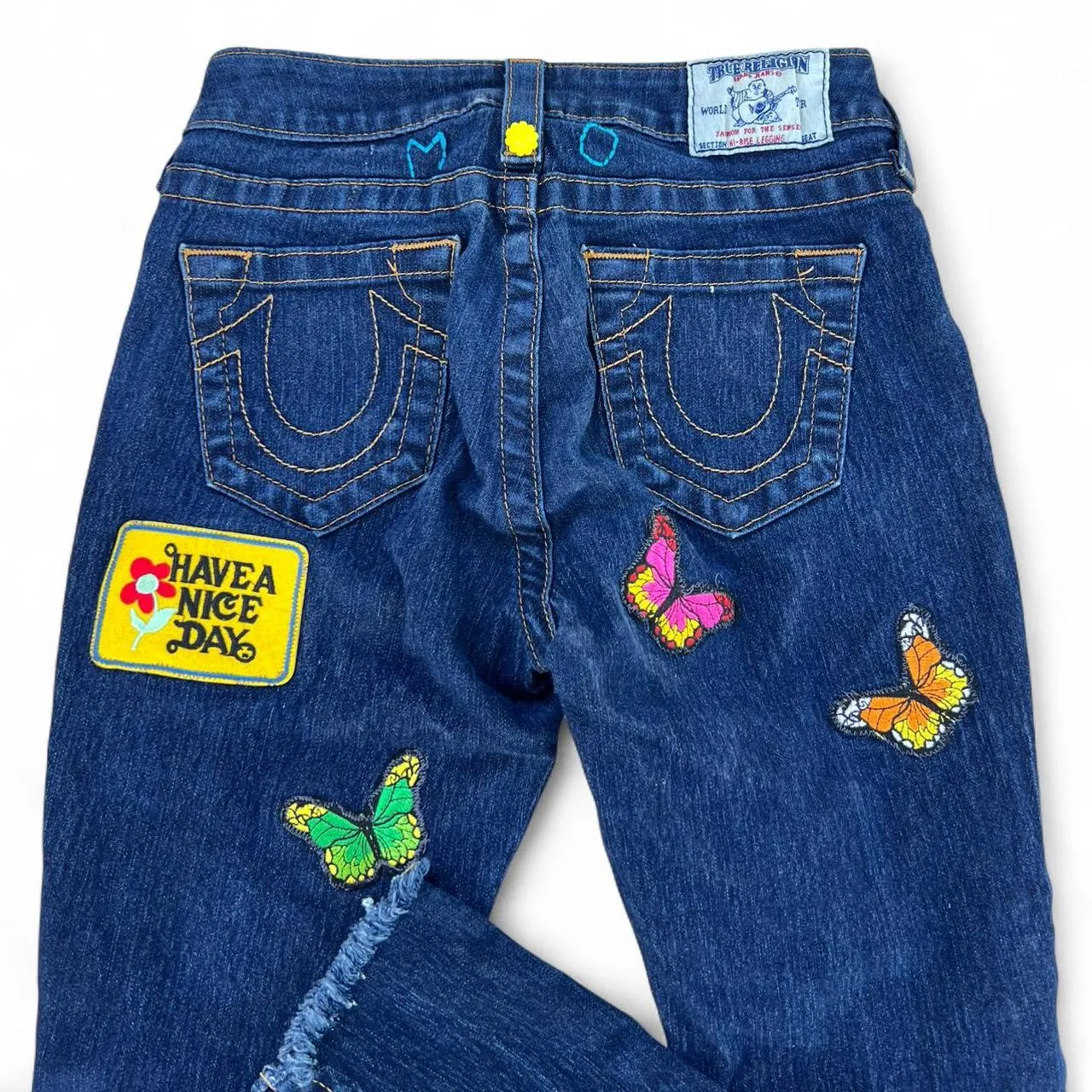 True Religion Embroidered High Waisted Distressed Skinny Jeans, photo 3 of 4