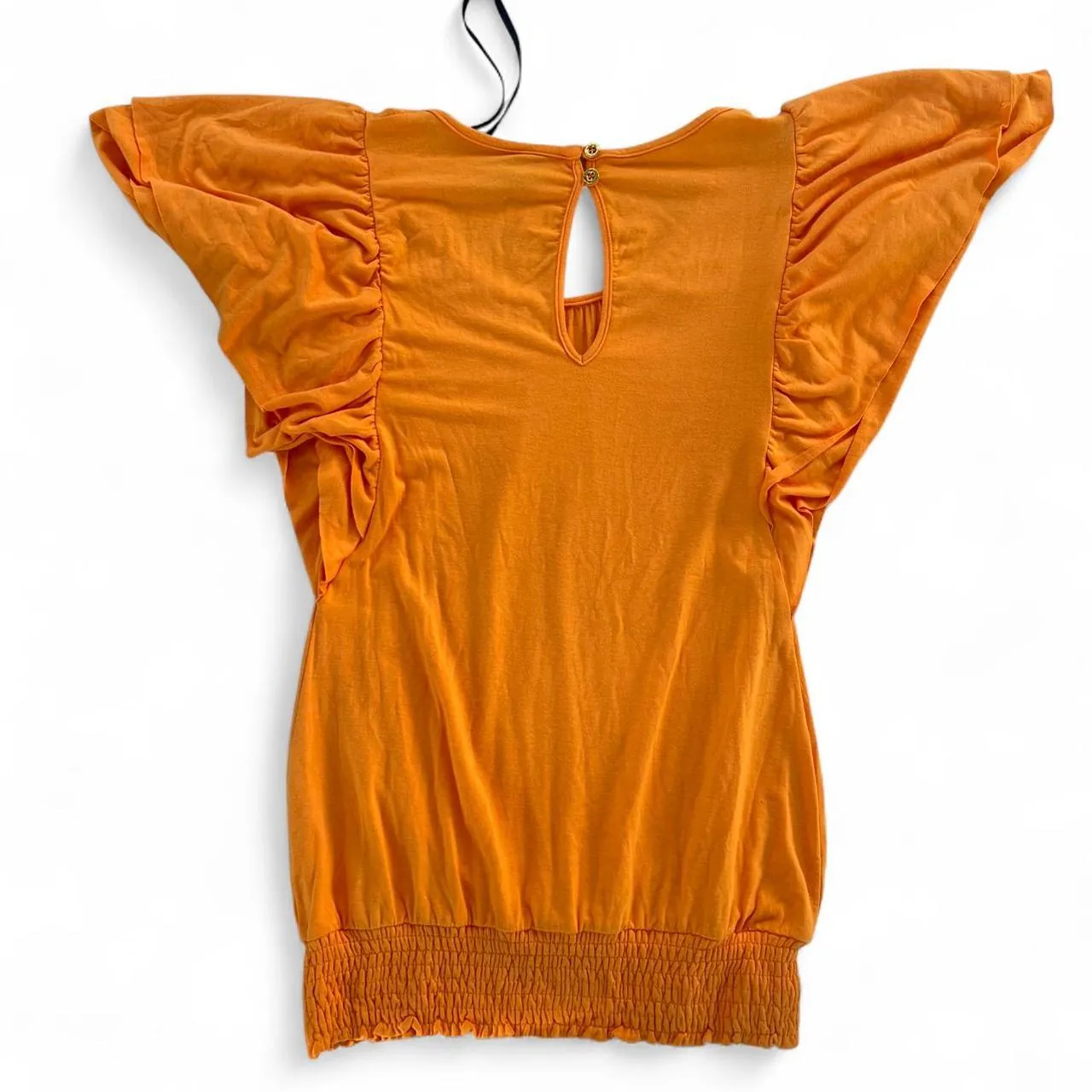 Vintage Y2K Coogi Orange Graphic Tiger Top with Rhinestones and Ruffle Sleeves, photo 4 of 4