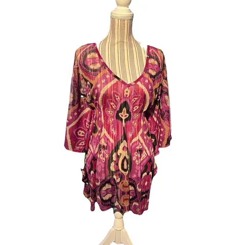 INC International Concepts Pink Colorful Boho Blouse