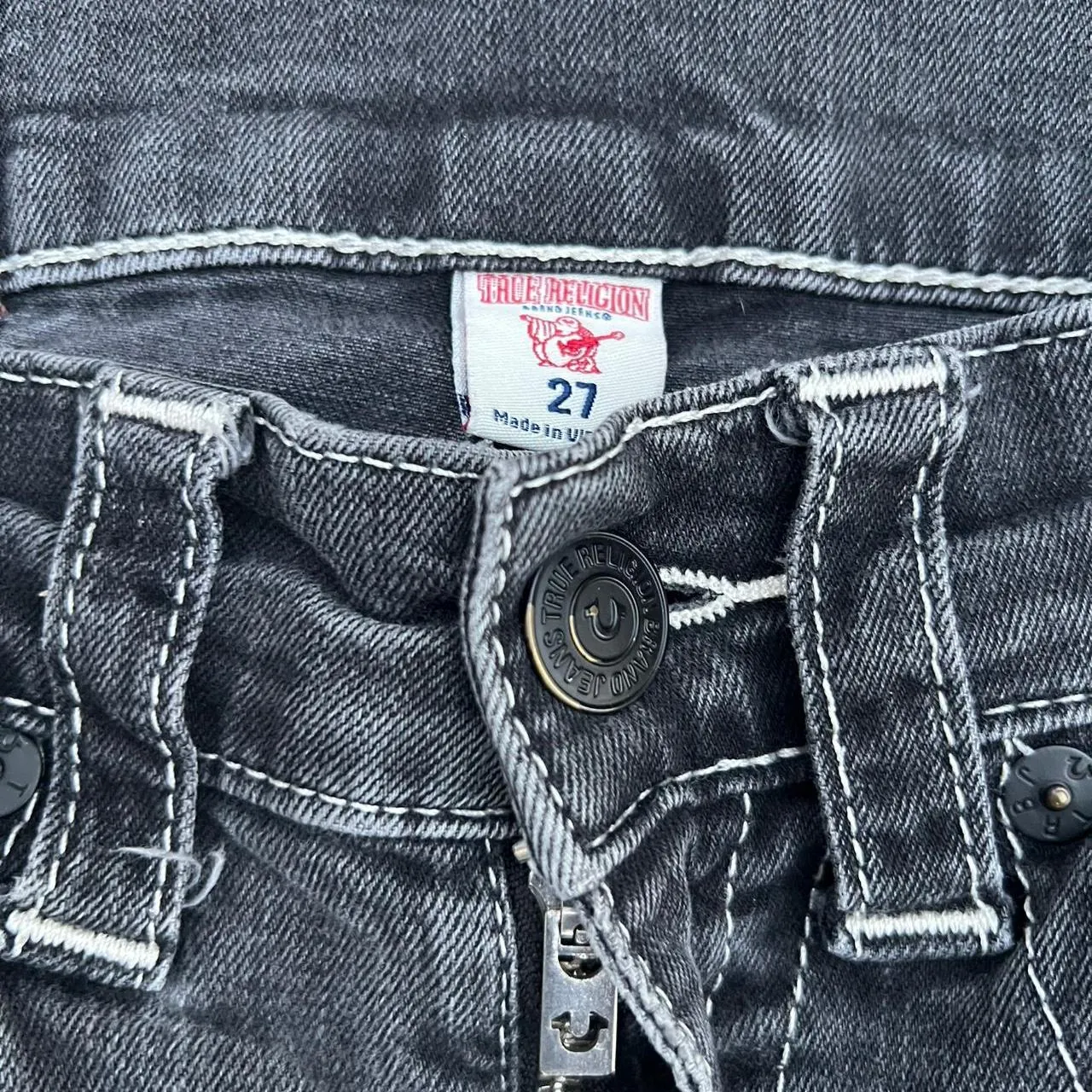 Vintage True Religion Distressed Black Denim Jeans, photo 4 of 5
