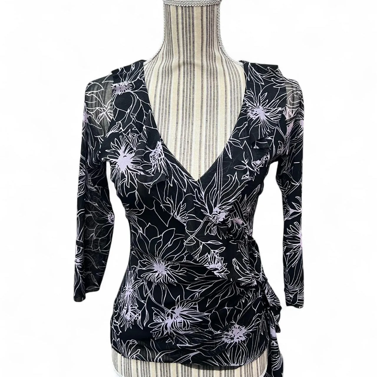 Vintage Y2K Limited Mesh Silky Asymmetrical Blouse, photo 2 of 6