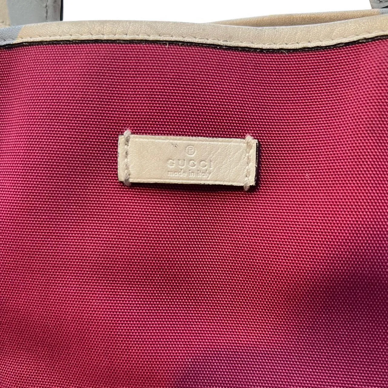 Rare Gucci Red Web Pink Nylon Canvas Tote Bag, photo 2 of 8