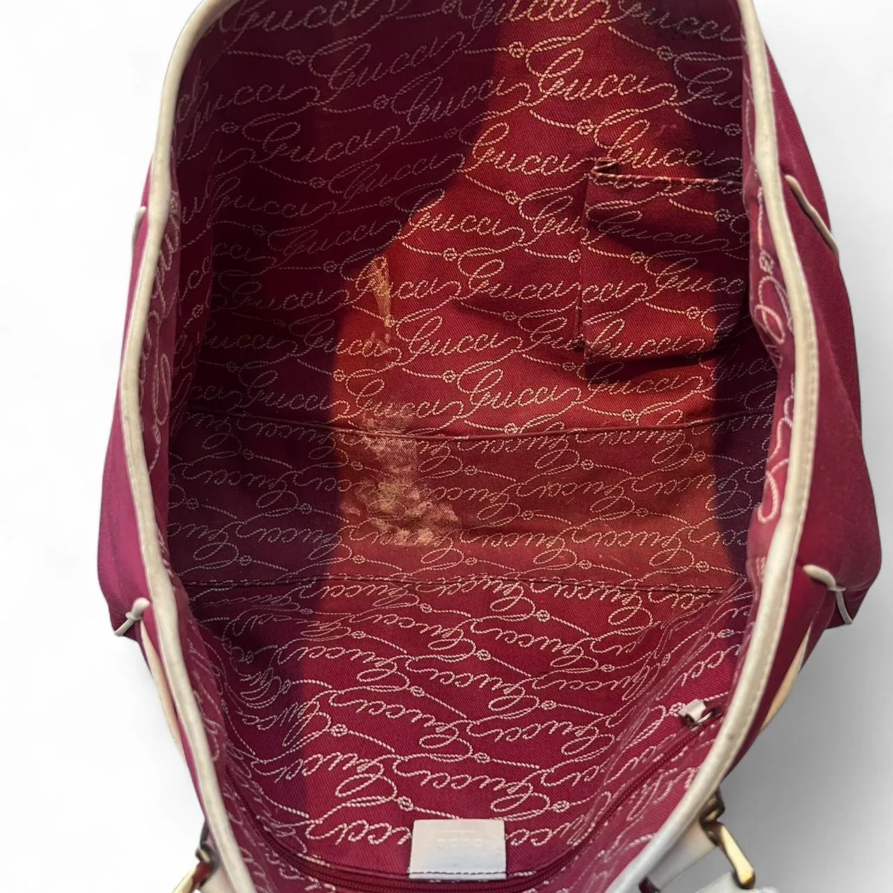 Rare Gucci Red Web Pink Nylon Canvas Tote Bag, photo 4 of 8